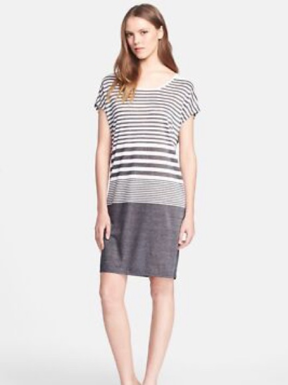 Vince Grey and White Striped Dress